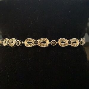 Premier Designs silver black crystal bracelet 8”
